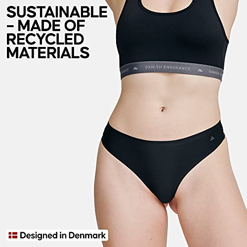 DANISH ENDURANCE Tanga Mujer Materiales Reciclados Pack de 3 (Negro, X-Large)