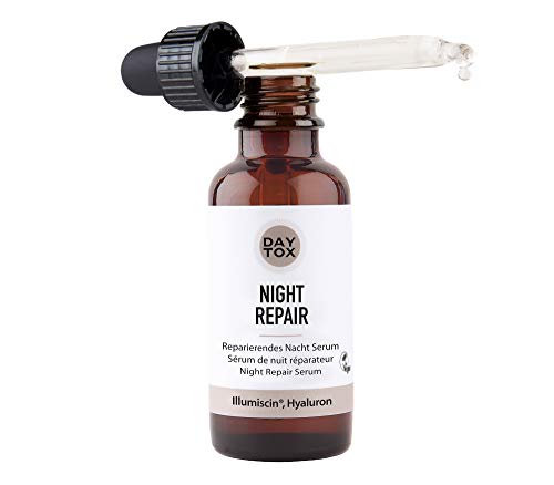 Daytox – Night Repair Serum – Fluido de noche antiedad reparador con ácido hialurónico – vegano, sin colorantes, sin silicona y sin parabenos – 1 x 30 ml