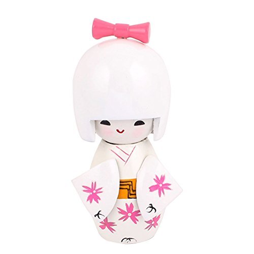 DealMux Tiendas de joyería de Madera Arte de la muñeca de la Muchacha Japonesa Kokeshi Kimono Blanco