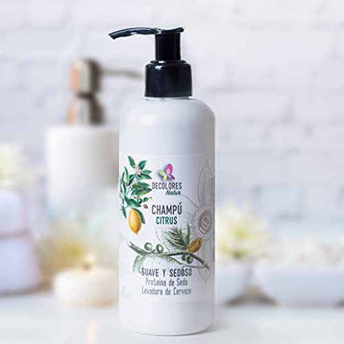 Decolores | Champú Natural sin Químicos, Siliconas ni Sulfatos | CITRUS Champú Ecológico para Pelo suave y Sedoso | Cuida del Cabello | Pelo Fuerte, Sedoso y Nutrido