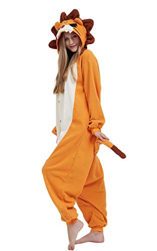 DELEY Disfraz Animal Adulto Enterizo de Pijamas León Disfraz Homewear Halloween Carnaval Ropa de Dormir con Capucha