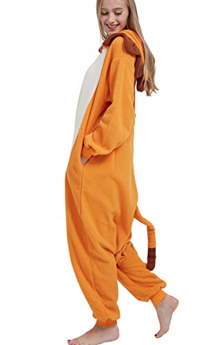 DELEY Disfraz Animal Adulto Enterizo de Pijamas León Disfraz Homewear Halloween Carnaval Ropa de Dormir con Capucha