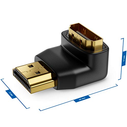 deleyCON HDMI Adaptador de Ángulo de 270° 2 Piezas en Juego - HDMI Tipo A Enchufe y Toma - 4K Ultra HD UHD 3D Full HD 1080p HDR ARC Highspeed con Ethernet