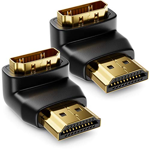 deleyCON HDMI Adaptador de Ángulo de 270° 2 Piezas en Juego - HDMI Tipo A Enchufe y Toma - 4K Ultra HD UHD 3D Full HD 1080p HDR ARC Highspeed con Ethernet