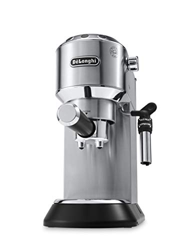 De'longhi Dedica - Cafetera de Bomba de Acero Inoxidable para Café Molido o Monodosis, Cafetera para Espresso y Cappuccino, Depósito de 1.3 Litros, Sistema Anti-goteo, EC685.M, Metal 30x33x15cm