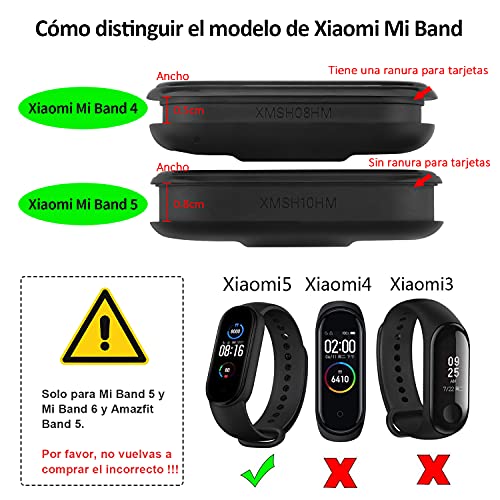 DEOU 2 Pack Correa Compatible con Xiaomi Mi Band 6 / Xiaomi Mi Band 5 / Amazfit Band 5,Coloridos Suave Silicona Pulseras de Repuesto para Mi Band 5 & Mi Band 6 & Amazfit Band 5(Negro/Negro)