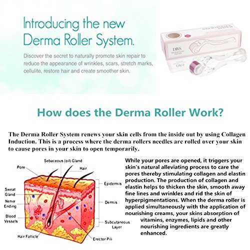 Derma Roller - Rodillo cosmético de masaje facial antiedad con microagujas de titanio, de uso doméstico, para tratar la pérdida de cabello, las marcas de acné y las arrugas