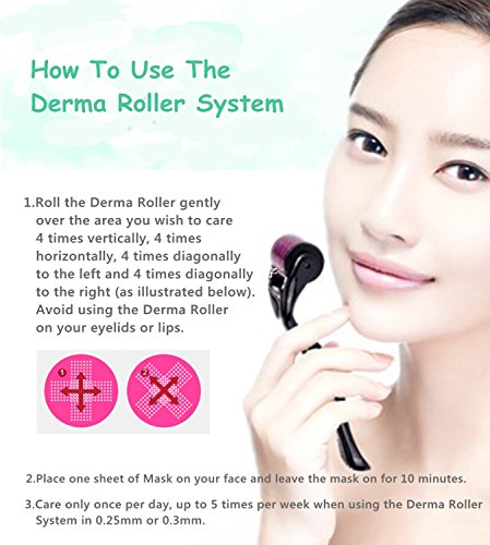 Derma Roller - Rodillo cosmético de masaje facial antiedad con microagujas de titanio, de uso doméstico, para tratar la pérdida de cabello, las marcas de acné y las arrugas