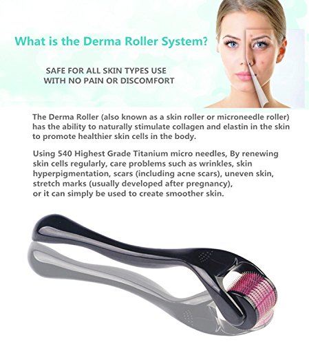 Derma Roller - Rodillo cosmético de masaje facial antiedad con microagujas de titanio, de uso doméstico, para tratar la pérdida de cabello, las marcas de acné y las arrugas