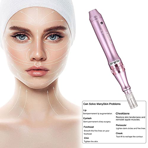 Dermapen de Microagujas Profesional Inalámbrico Eléctrico Dr. Pen Ultima M7 Derma Pen Kit de Herramientas Antienvejecimiento para el Cuidado de la Piel con Agujas de Cartucho de 12 piezas * 12 pines