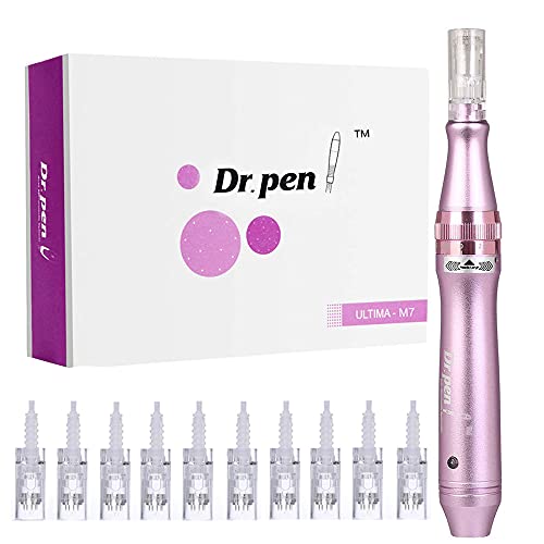 Dermapen de Microagujas Profesional Inalámbrico Eléctrico Dr. Pen Ultima M7 Derma Pen Kit de Herramientas Antienvejecimiento para el Cuidado de la Piel con Agujas de Cartucho de 12 piezas * 12 pines