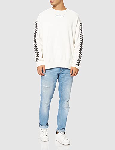 Desigual Sweat_Tires Sudadera, Blanco, M para Hombre