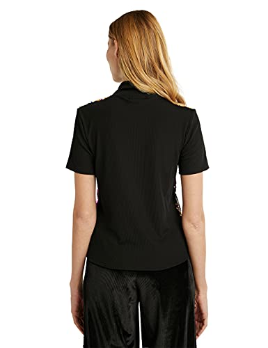 Desigual TS_Zigzag Camiseta, Black, S De Las Mujeres