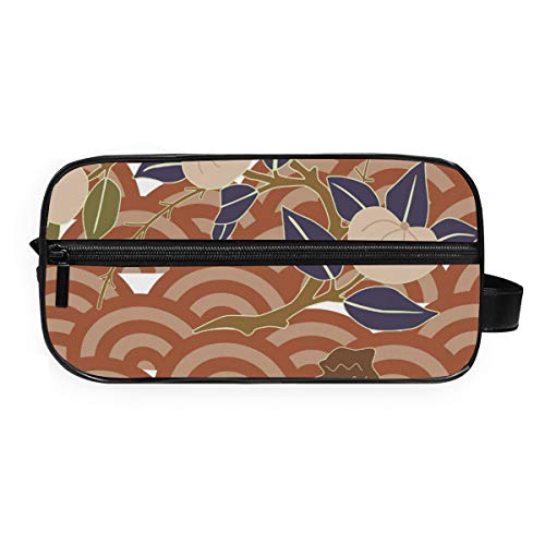 DEZIRO - Neceser de viaje portátil con diseño de flores orientales, impermeable, organizador de maquillaje, bolsa de cosméticos para mujeres y niñas