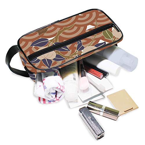 DEZIRO - Neceser de viaje portátil con diseño de flores orientales, impermeable, organizador de maquillaje, bolsa de cosméticos para mujeres y niñas