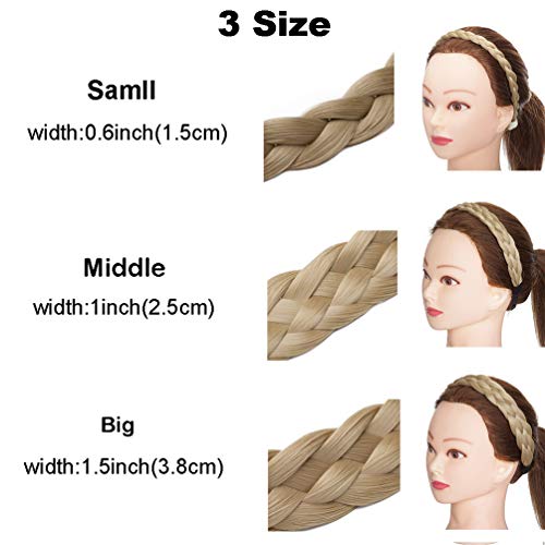 Diadema Trenzada Extensiones de cabello Platied Elastic Stretch Hair Band Trenzado Postizo Flequillo Cabello Sintético Se Ve Natural Pequeña Marron oscuro