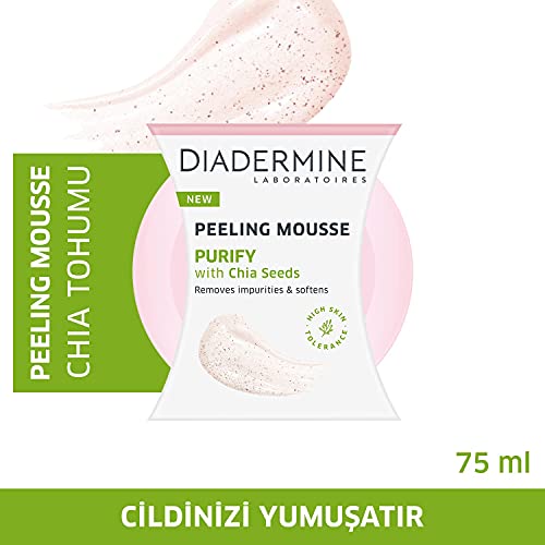 Diadermine - Peeling Mousse Semillas De Chía, Elimina impurezas y suaviza la piel, Mejora la absorción e hidratación de la piel, Pieles mixtas y grasas