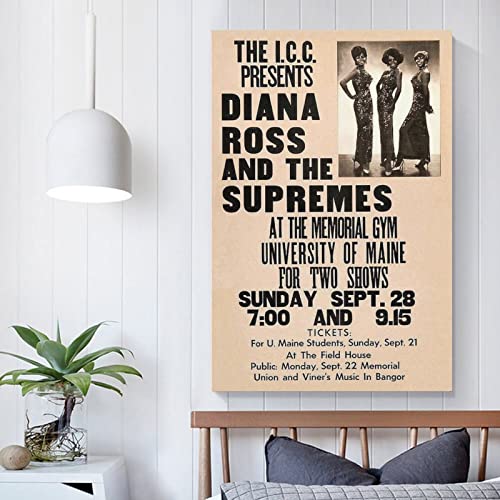 Diana Ross & Supremes 1968 Orono - Cartel vintage de 1968, pintura en lienzo moderno, decoración única, obra de arte, póster de pintura al óleo, decoración del hogar, sala de estar, 60 x 90 cm