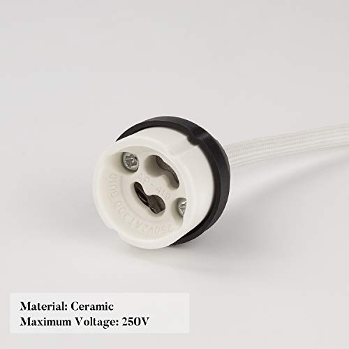 DiCUNO GU10 Portalámparas, 0.75mm² 15CM/150MM Cable, GU10 Conector Base de cerámica para bombilla GU10, 0-250V, 2A, 10 Paquetes