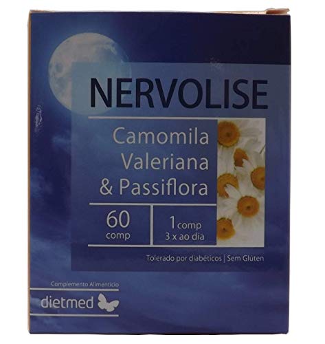 Dietmed NERVOLISE 60 C. Manzanilla, lúpulo, pasiflora, salvia, valeriana, bola de nieve. Tranquilizante, relajante, anti estrés, sueño reparador, contra la ansiedad, mejora ánimo combate el estrés