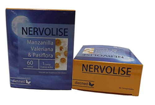 Dietmed NERVOLISE 60 C. Manzanilla, lúpulo, pasiflora, salvia, valeriana, bola de nieve. Tranquilizante, relajante, anti estrés, sueño reparador, contra la ansiedad, mejora ánimo combate el estrés