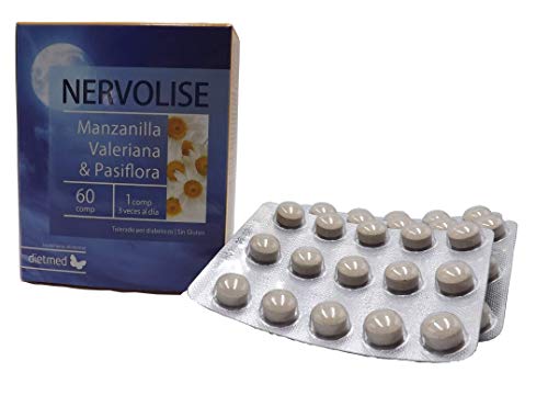 Dietmed NERVOLISE 60 C. Manzanilla, lúpulo, pasiflora, salvia, valeriana, bola de nieve. Tranquilizante, relajante, anti estrés, sueño reparador, contra la ansiedad, mejora ánimo combate el estrés