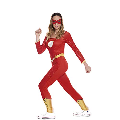 Disfraz Superheroína Fugaz Girl Mujer Mono Rojo Antifaz【Tallas Adulto S a L】[Talla S] | Disfraces Mujer Superhéroes Carnaval Halloween Regalos Chicas Cosplay Cómics