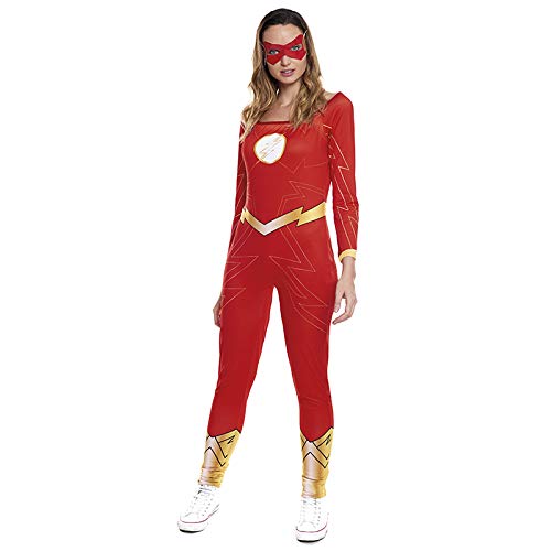 Disfraz Superheroína Fugaz Girl Mujer Mono Rojo Antifaz【Tallas Adulto S a L】[Talla S] | Disfraces Mujer Superhéroes Carnaval Halloween Regalos Chicas Cosplay Cómics