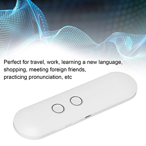 Dispositivo Traductor De Idiomas, Dispositivo De Traducción De Voz, 2 Vías, En Tiempo Real, Portátil, 40 Idiomas, Traductor Bluetooth AI para Trabajo De Estudio De Viaje(Blanco)