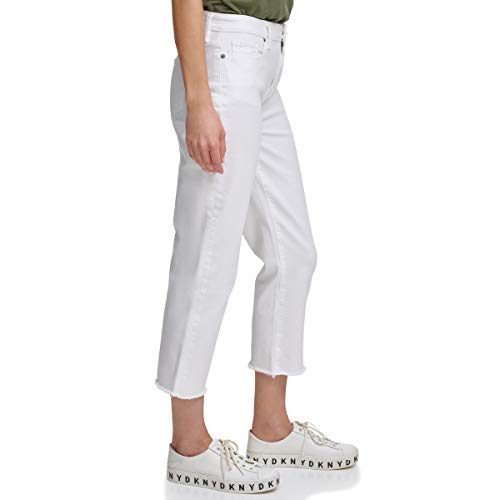 DKNY E0rl2630, Rivington Slim Straight Crop Jeans, White, 29 De Las Mujeres