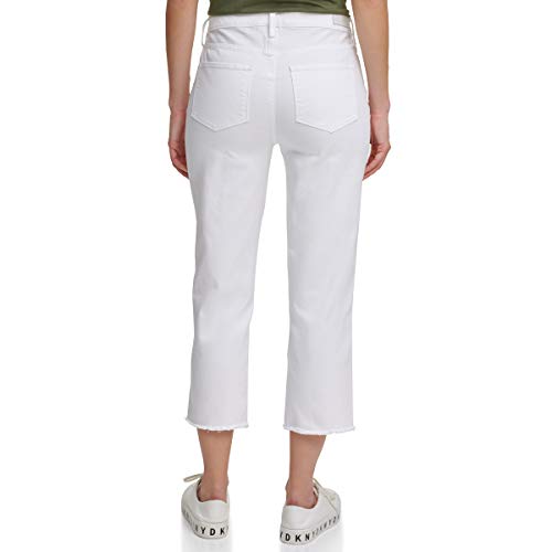 DKNY E0rl2630, Rivington Slim Straight Crop Jeans, White, 29 De Las Mujeres