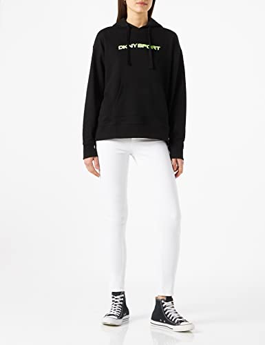 DKNY SPORT Women's Layered Shadow Logo Pull Over Hoodie Camisa, Black, Small De Las Mujeres