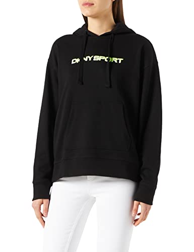 DKNY SPORT Women's Layered Shadow Logo Pull Over Hoodie Camisa, Black, Small De Las Mujeres