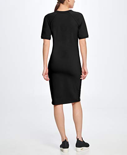 DKNY Sport Women's Sneaker Dress Vestido Informal, Negro con Cinta Negra y Blanca, S para Hombre