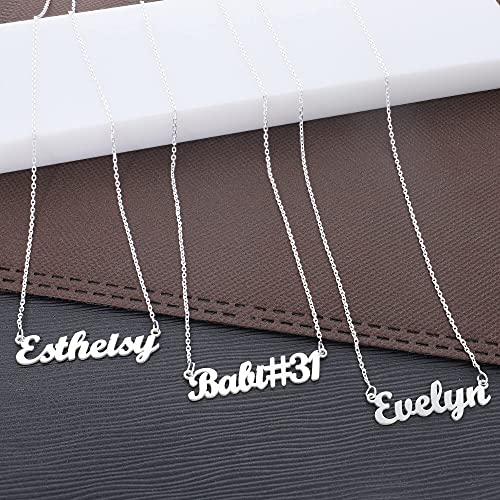 doble aro Colgante Personalizado con Nombre - Plata de Ley 925/1000 para Mujer con Cadena Forzada en 45cm + 3cm de Alargador – Collar Artesanal con Cadena Ajustable - Hecho en España - Collar Basic