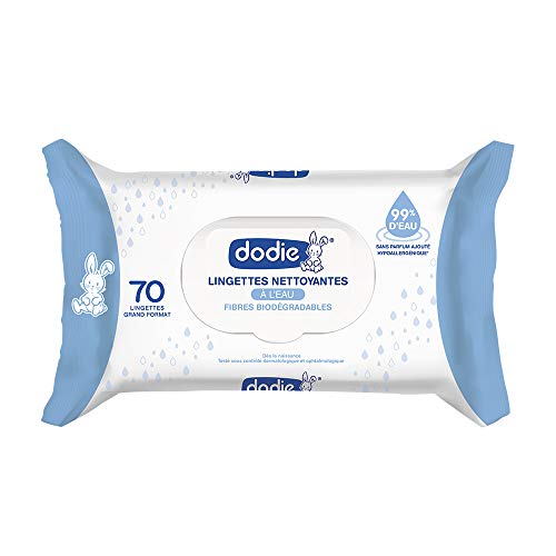 Dodie - 70 Toallitas Húmedas Al Agua, Hipoalergénicas