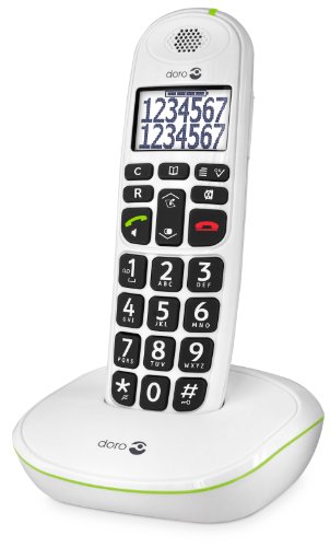 Doro PhoneEasy 110 Teléfono Inalámbrico DECT para Personas Mayores con Teclas Grandes Parlantes, Función de Llamada Interna y Audio Amplificado [Versión Española y Portuguesa] (X 1 / Blanco)