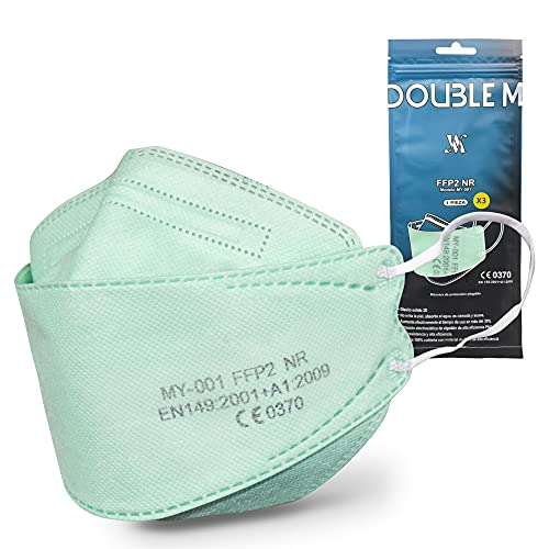 DOUBLE M Mascarillas FFP2 NR Certificación CE 0370 Uso No Médico 3, 5, 10, 20, 50 o 100 pcs, filtración ≥ 95%, comoda ligera, Filtro Multicapa, Uso Personal, Mascarillas Facial Protección