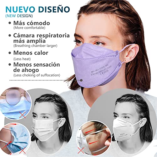 DOUBLE M Mascarillas FFP2 NR Certificación CE 0370 Uso No Médico 3, 5, 10, 20, 50 o 100 pcs, filtración ≥ 95%, comoda ligera, Filtro Multicapa, Uso Personal, Mascarillas Facial Protección