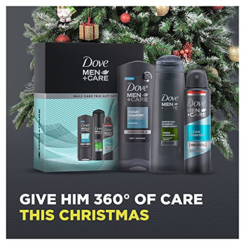 Dove Hombre+Care Daily Care Trio, Clean Comfort Desodorante y Gel de Ducha, Set de regalo de Navidad para él 3 piezas