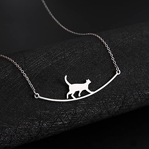 Dreamtimes Collar de gato con animal para mujer de acero inoxidable collar de gato perezoso collar de perro para niñas lindo cachorro animal colgante divertido joyería animal (Gato perezoso)