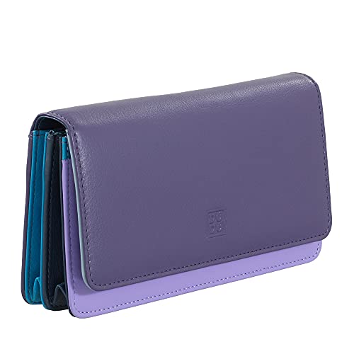 DUDU Cartera de Mujer en Piel Suave Multicolor RFID con Solapa Mauve