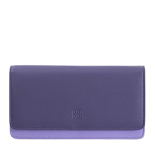 DUDU Cartera de Mujer en Piel Suave Multicolor RFID con Solapa Mauve