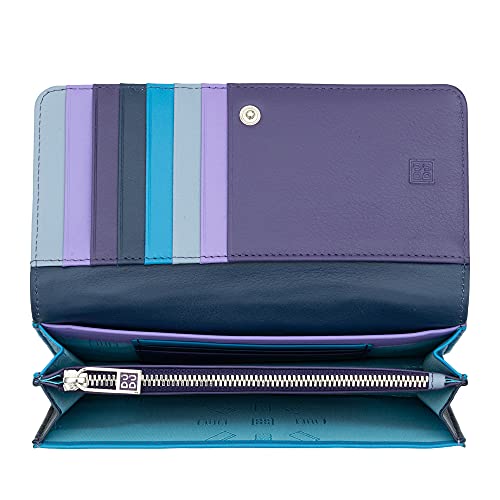 DUDU Cartera de Mujer en Piel Suave Multicolor RFID con Solapa Mauve