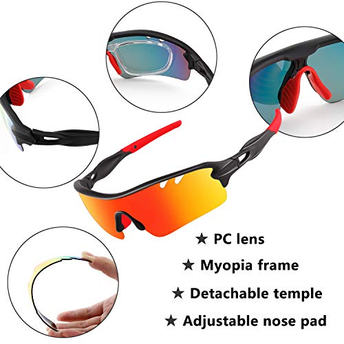 DUDUKING Gafas Sol Polarizadas Hombre Mujer Gafas de Sol Deportivas UV 400 Protección Gafas con 5 Rodajas De Lentes Intercambiables para Ciclismo Correr Golf Beisbol Surf Conducción Esquiando