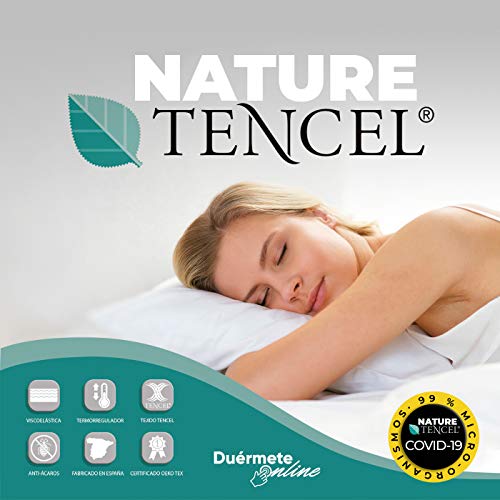 Duérmete Online Almohada Viscoelástica Nature Tencel | Máximo Confort y Excelente Adaptabilidad | Funda Lavable Termorreguladora, Anti-ácaros e Hipoalergénica, 1 Unidad (Paquete de 1)