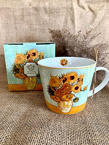 DUO Van Gogh Sunflowers - Taza de café (500 ml, porcelana)