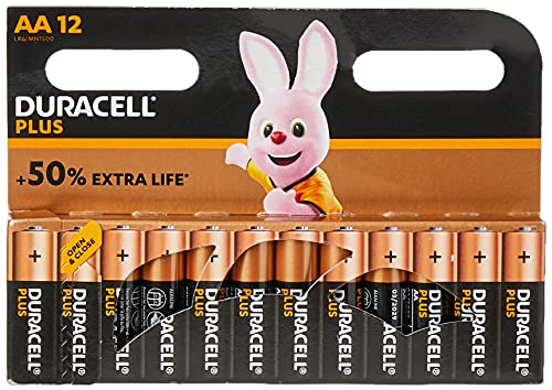 Duracell 328054 - Pack de 12 Pilas alcalinas AA, Color Negro