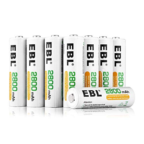 EBL 2800mAh AA de Alta Capacidad Ni-MH 1200 Ciclo de Pilas Recargables de 1,2V para los Equipos Domésticos con Estuches de Almacenamiento (8 Piezas)