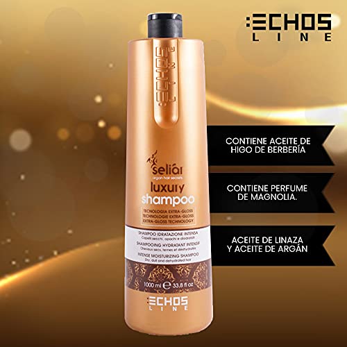 Echosline Seliàr Champú de Lujo de hidratación intensa para cabellos Secos y deshidratados-1000 ml, Multicolor, 1L